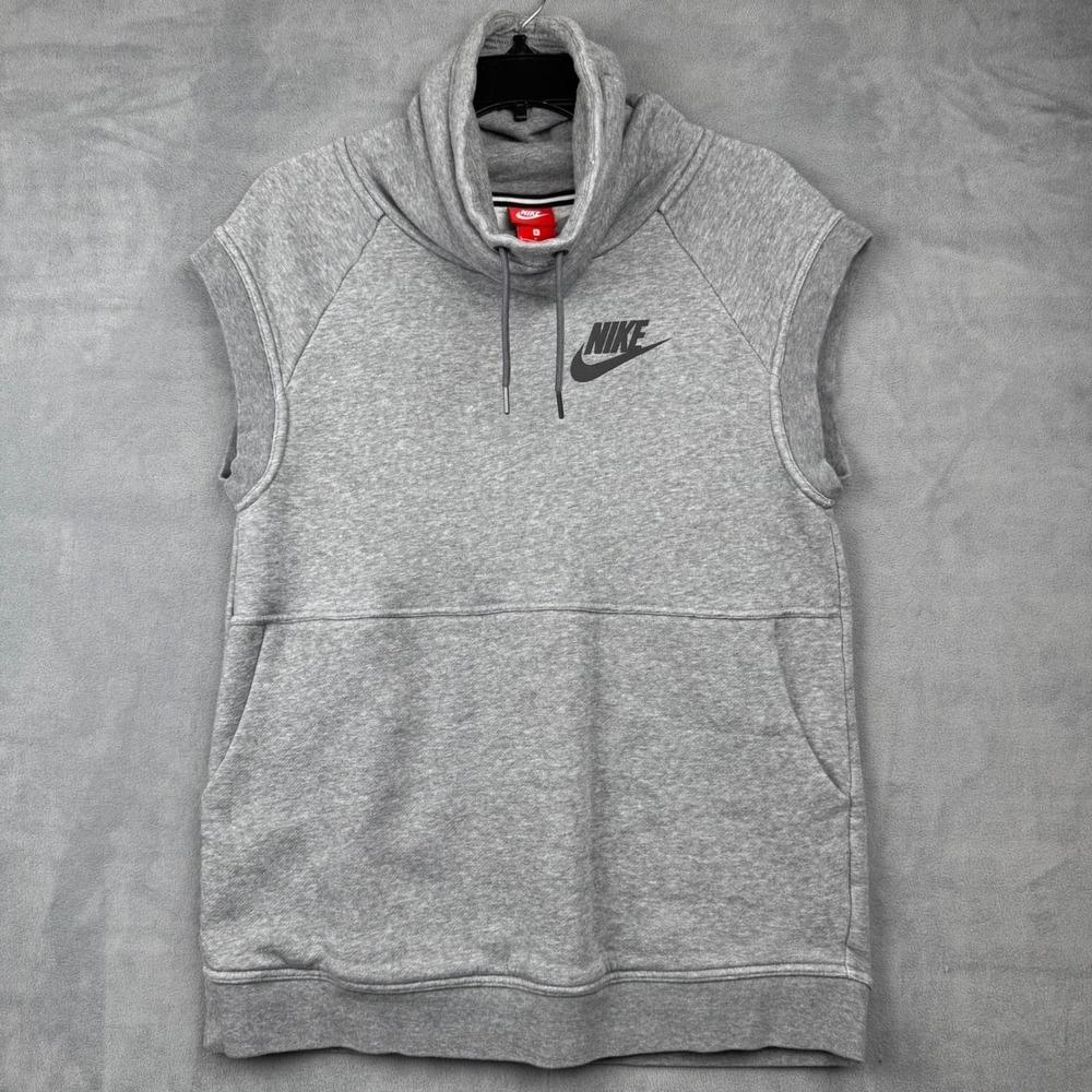 Nike Men Gray Sleeveless Cowl Neck Hoodie‎ Sweatshirt Size S
